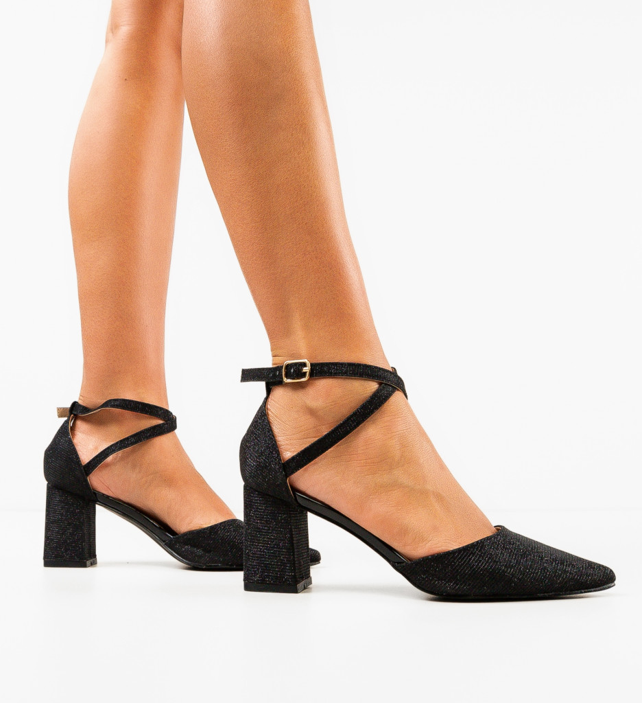 Pantofi Dama Shams | Toc Elegant Negru - imagine 3