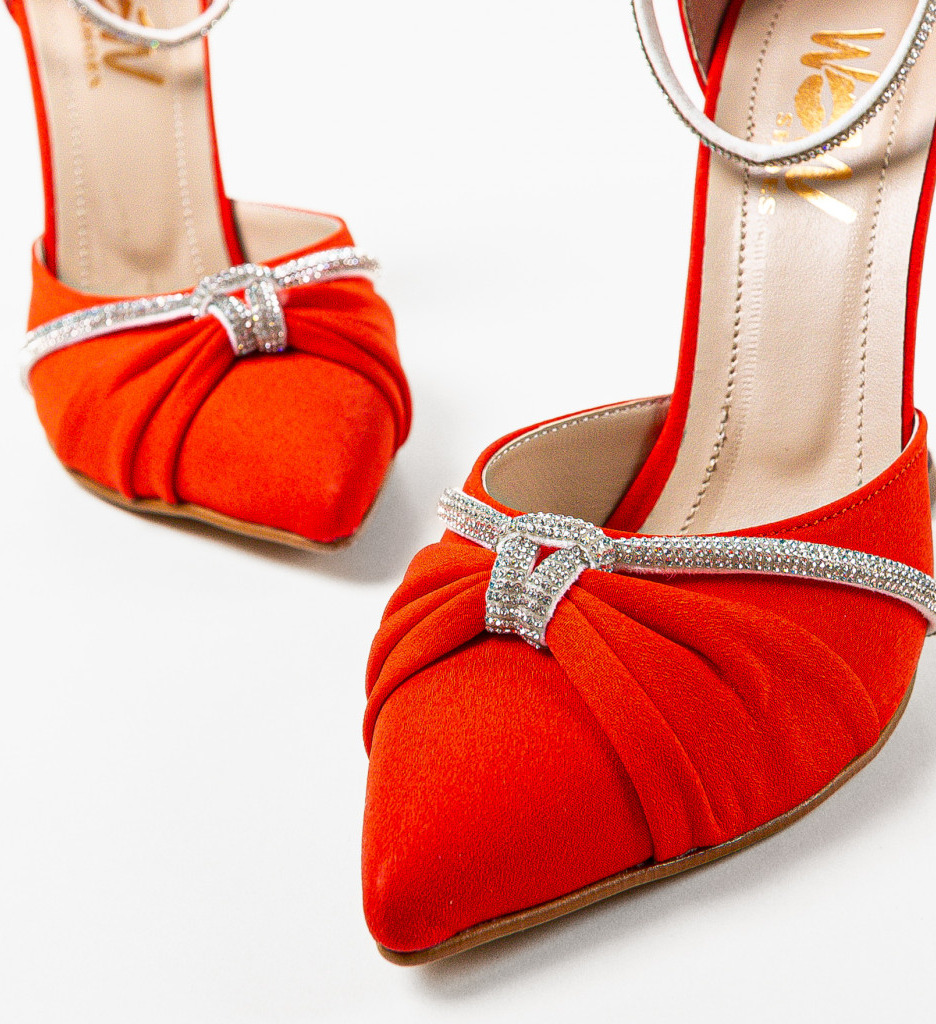 Pantofi dama Ampyl rosii eleganti cu toc - imagine 4