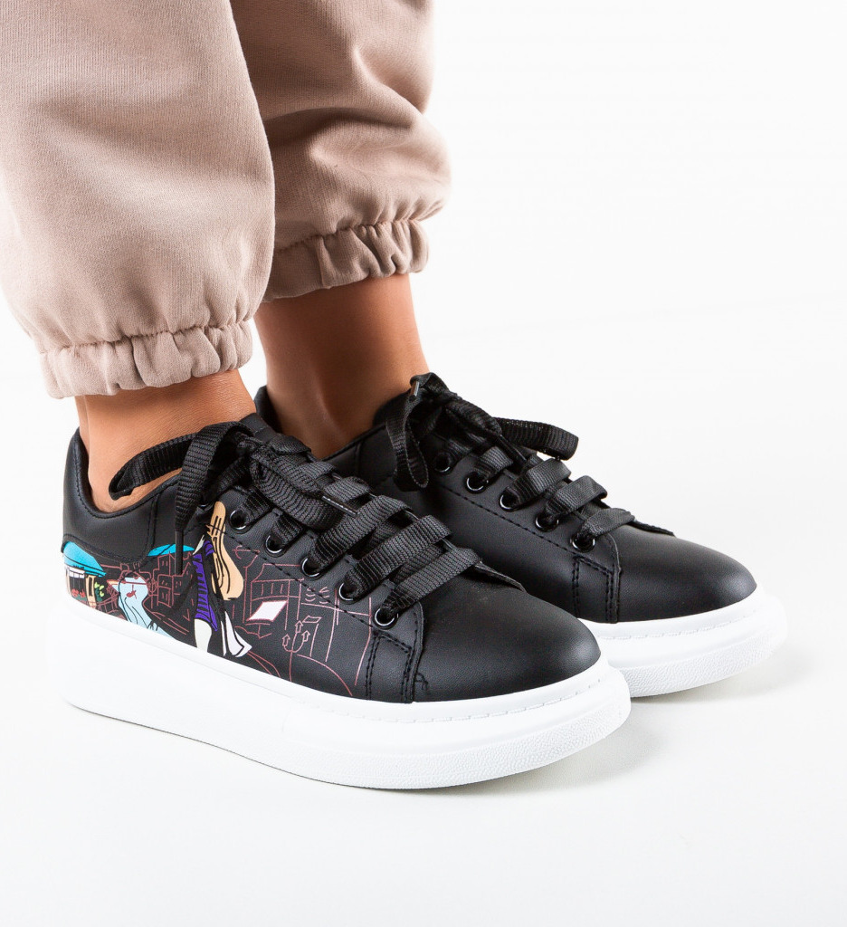 Sneakers Dama Loinli Negri - Stil si Confort - imagine 3