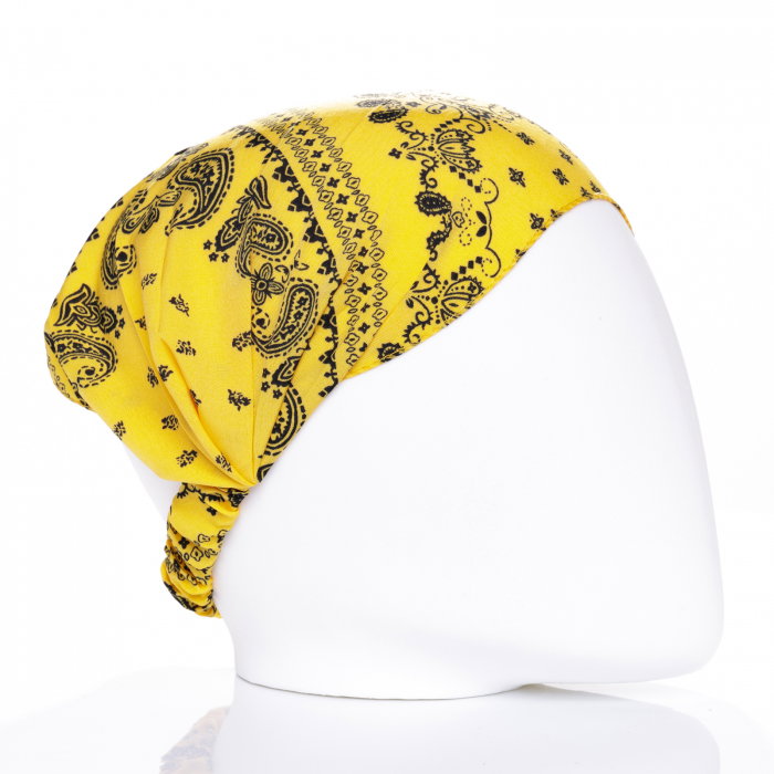 Bandana Dama Imprimeu Negru Galben Shopika