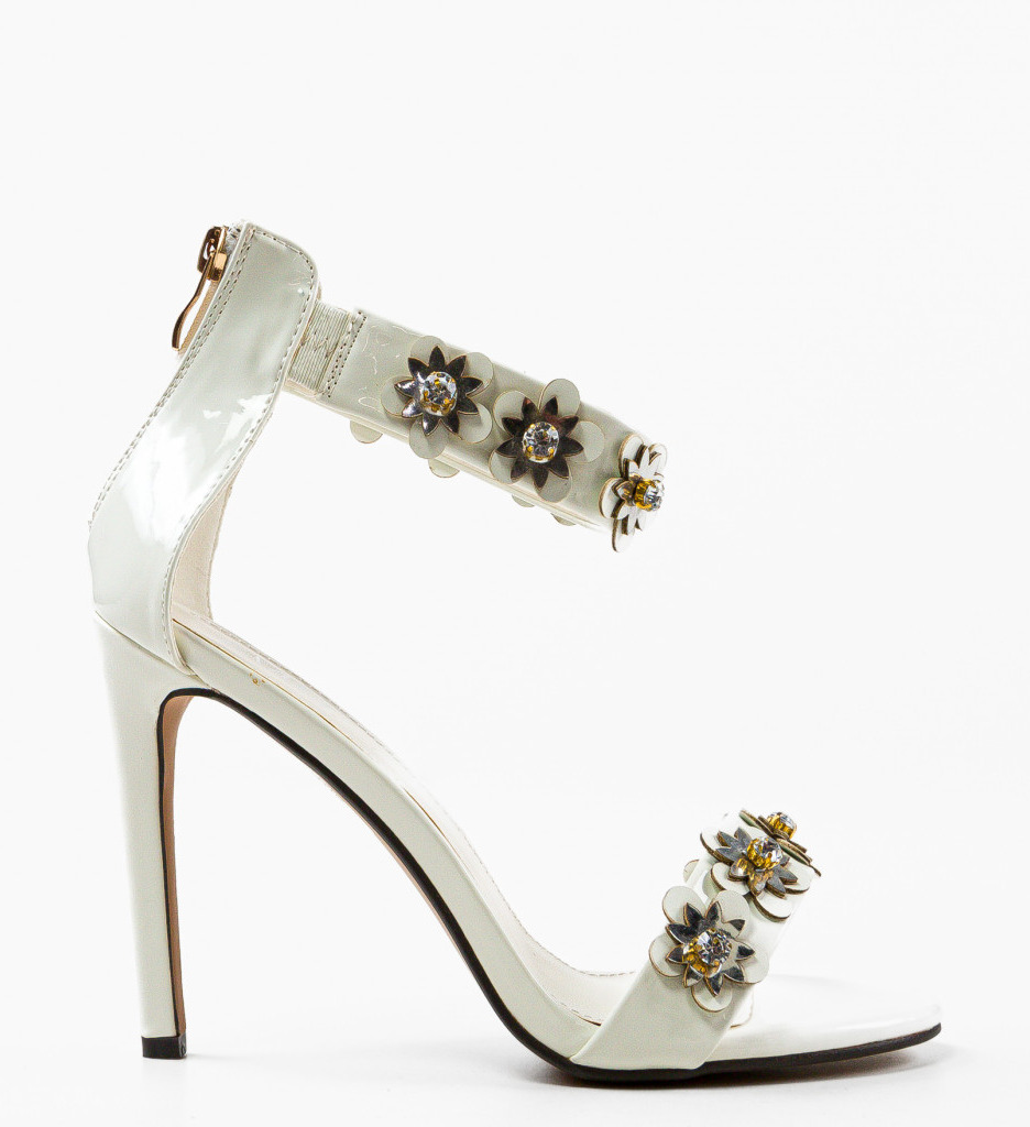 Sandale Adelbert Albe cu Toc Elegante - imagine 5