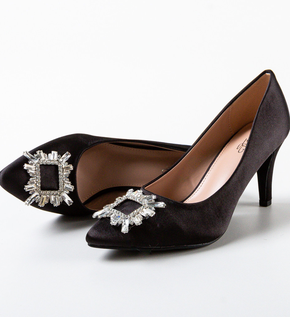 Pantofi Dama Bino Negri cu Toc Elegant - imagine 5