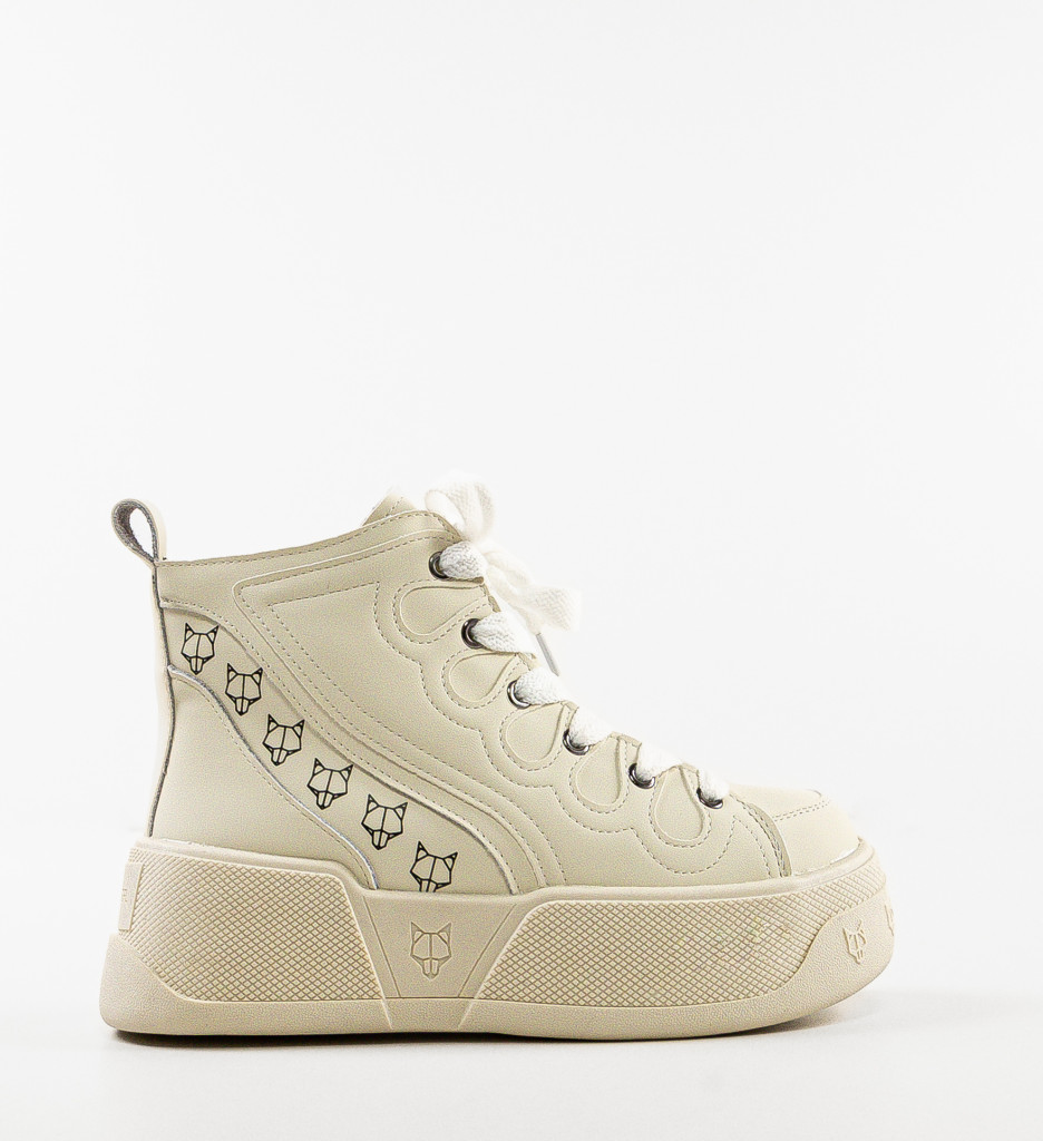 Sneakers Dama Piret Bej | Confort și Stil - imagine 5