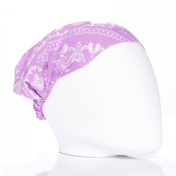 Bandana Lila cu Imprimeu Alb - Shopika