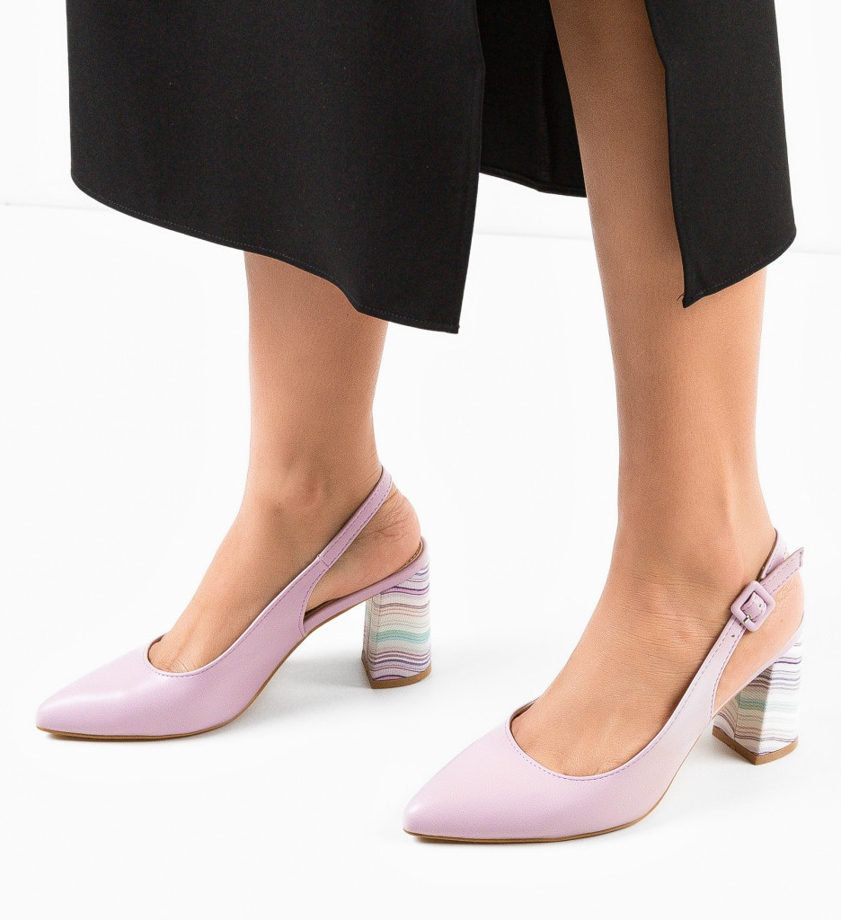 Pantofi cu toc Soka Mov - Eleganță și Stil - imagine 2