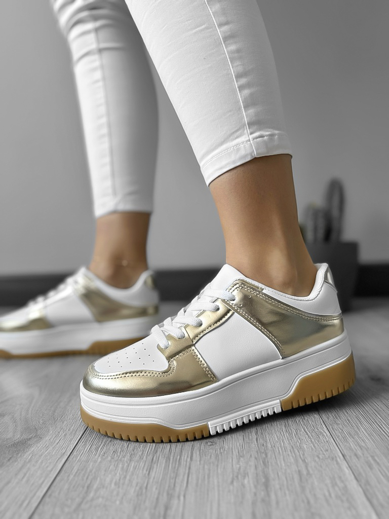 Adidași Dama Albi cu Auriu LA208 - Confort și Stil