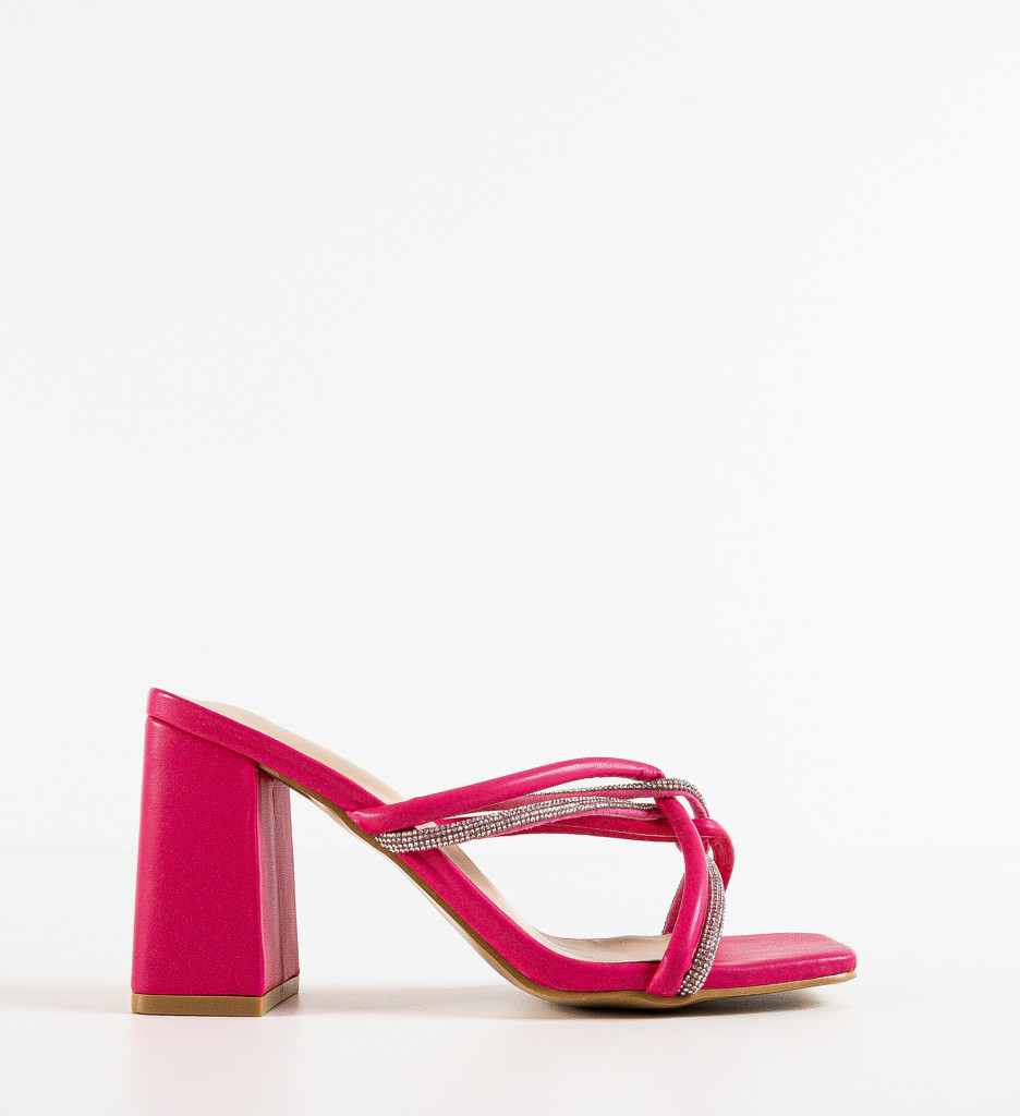 Saboti Dama Fuchsia cu Toc Eleganți - imagine 5