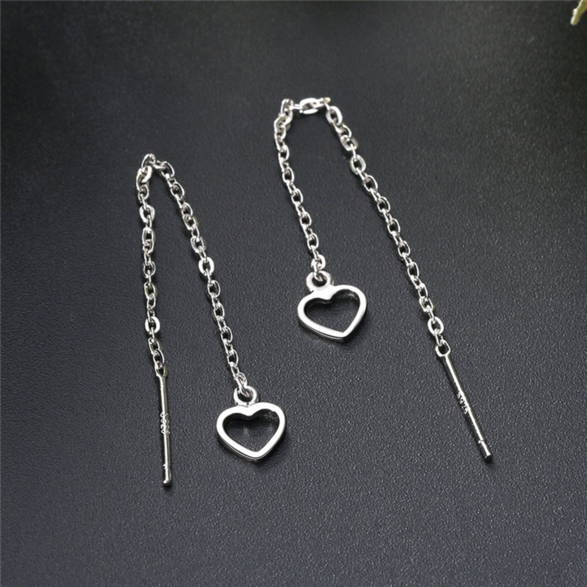 Cercei Lungi Inimioara Argint Delis - Eleganță - imagine 4