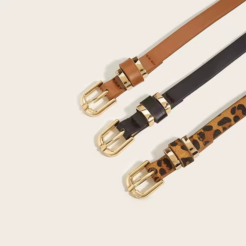 Curea dama Amanda C-221 Leopard, eleganta, catarama aurie - imagine 3