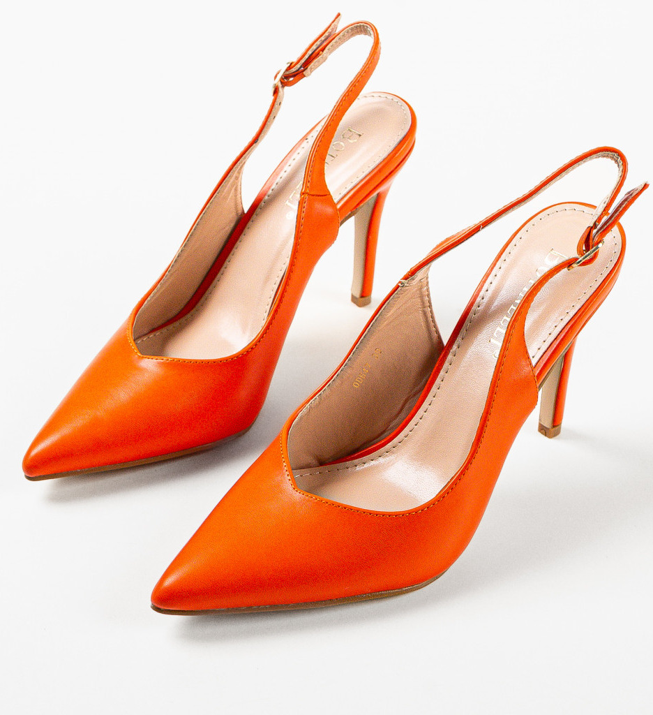 Pantofi Toc Amani Portocalii - Eleganță Asigurată - imagine 6