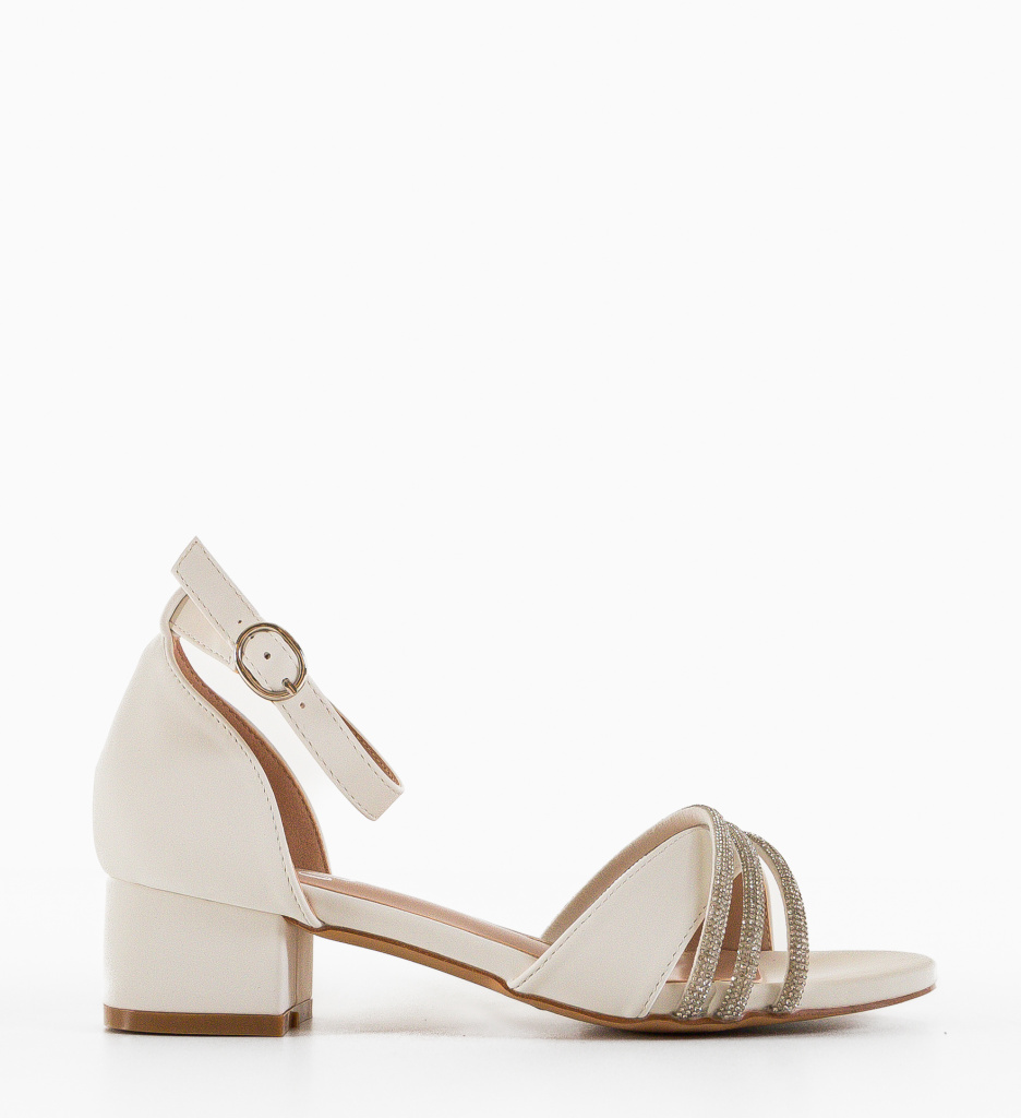 Sandale Banessa Albe cu Toc Elegante - imagine 3