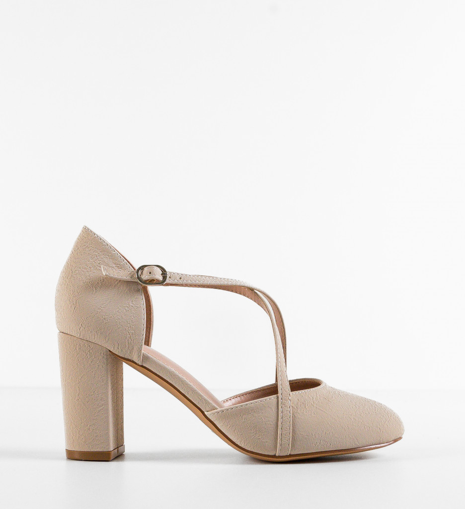 Pantofi Enora Bej cu Toc Eleganți - imagine 3