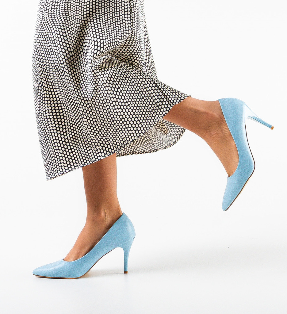 Pantofi Halek Albastri cu Toc Eleganți - imagine 3