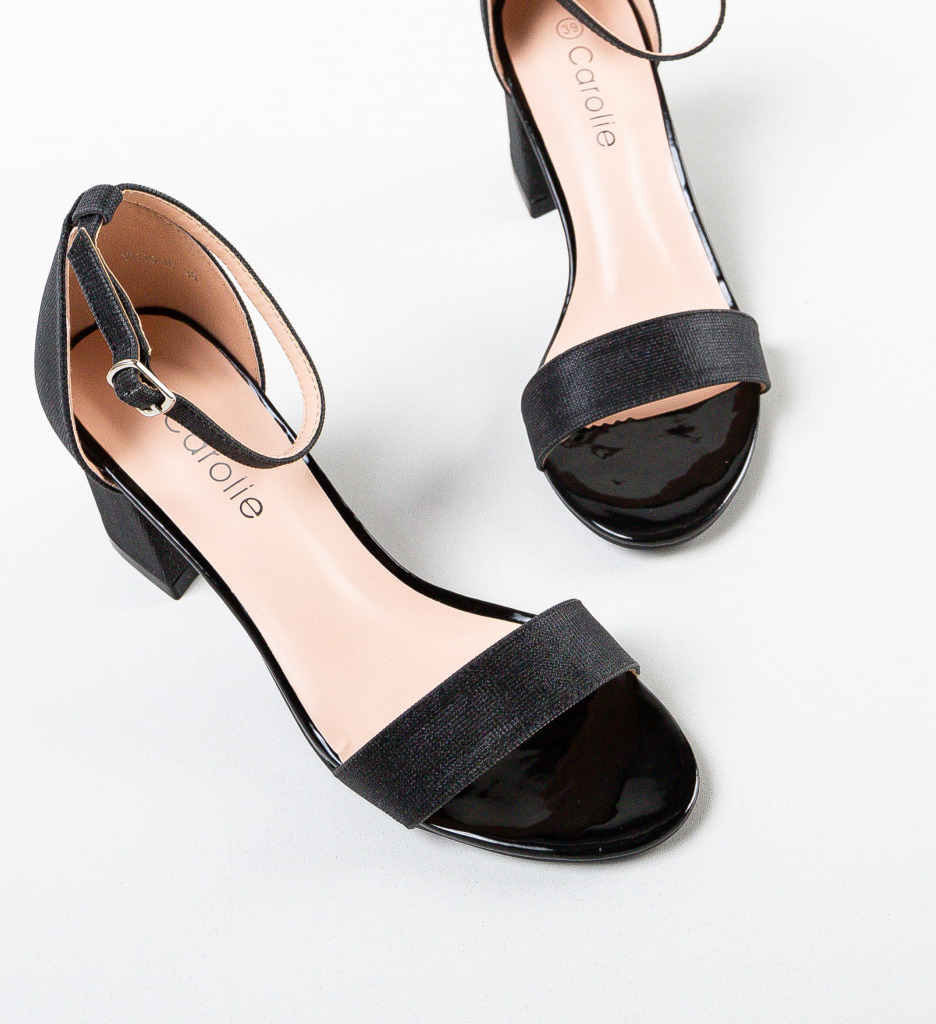 Sandale Parker Negre Elegante cu Toc - imagine 7