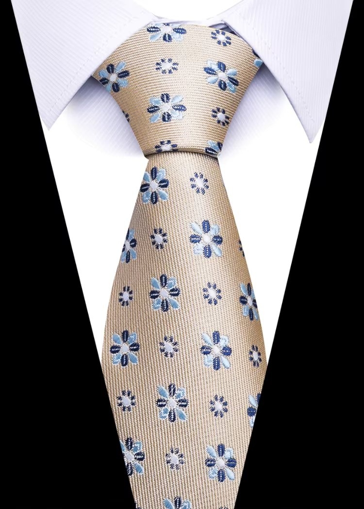 Cravată Picadili CR112 Crem, Model Floral Elegantă