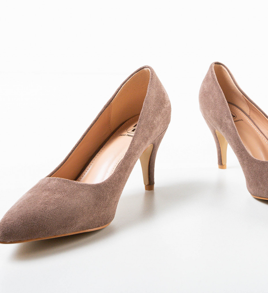 Pantofi Birro Khaki Eleganți cu Toc - imagine 6