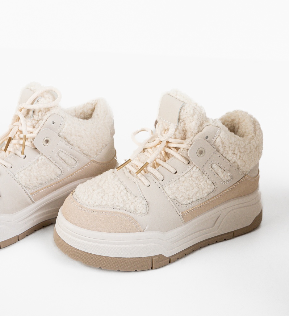 Sneakersi Dama Pupujen Bej | Confort & Stil - imagine 5