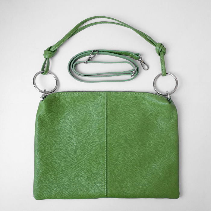Geanta Plic Shopika Verde Oliv | Piele Naturală