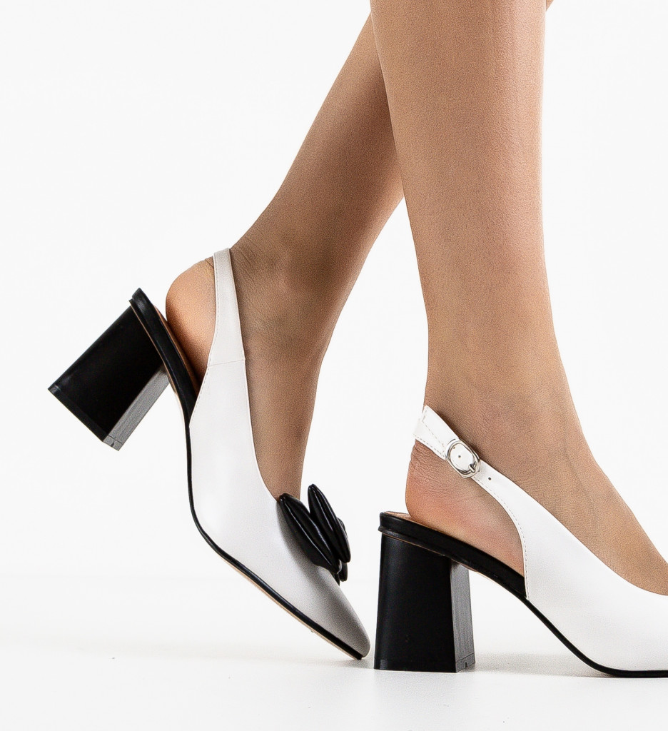 Pantofi Long albi cu toc - eleganță și confort - imagine 7