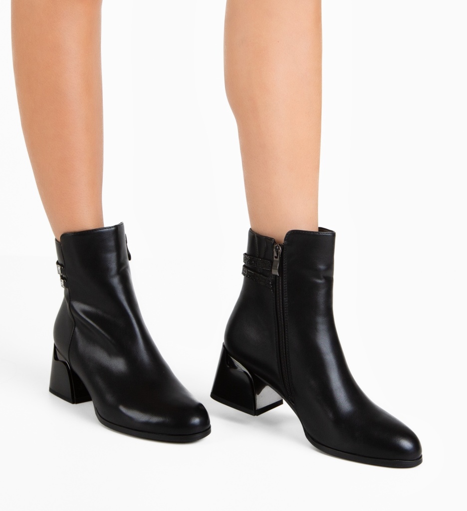 Botine Dama Leleka Negre - Eleganță și Stil