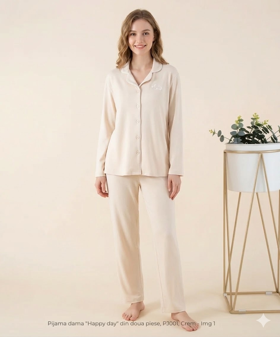 Pijama Dama Happy Day Delis | Crem Confortabil