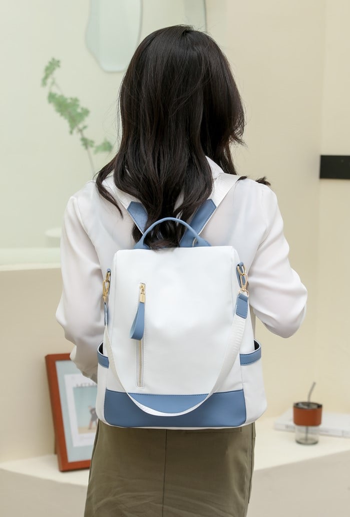 Rucsac Delis Carla GT2171 Antifurt Alb/Albastru - imagine 2