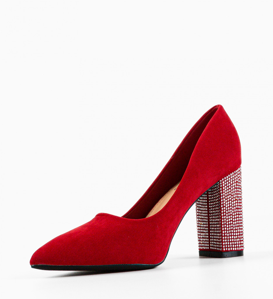 Pantofi Dama Evely Rosii cu Toc Eleganți - imagine 8