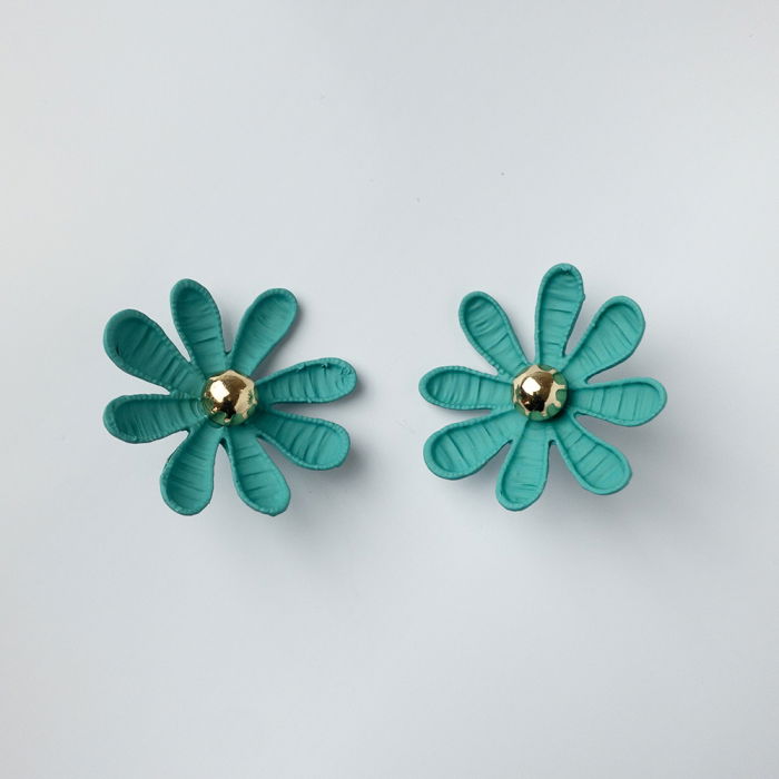 Cercei Floare Verde Mat | Shopika