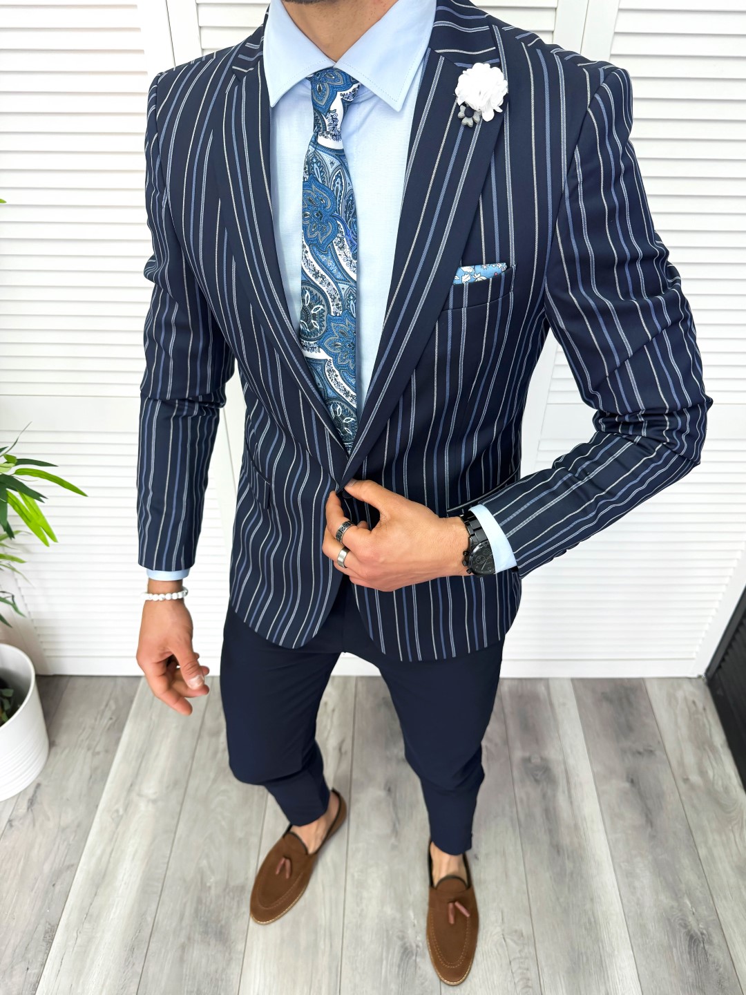 Sacou Barbati Slim Fit cu Dungi - Versatil