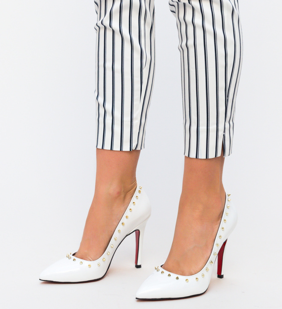 Pantofi cu Toc Albi Eleganți - Model Nicor - imagine 2
