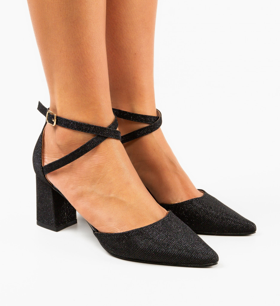 Pantofi Dama Shams | Toc Elegant Negru - imagine 4