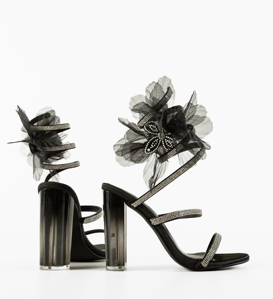 Sandale cu Toc Zambel Negre - Design Elegant - imagine 5