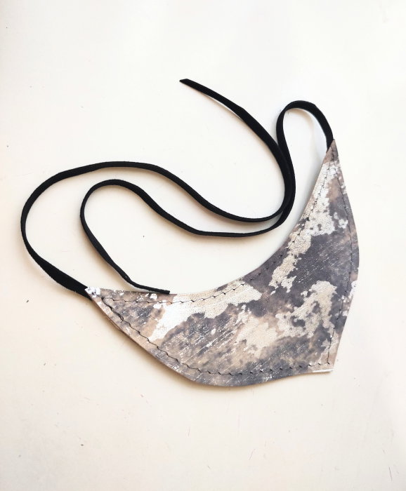 Colier Statement Piele Gri-Argintiu | Unicat Shopika
