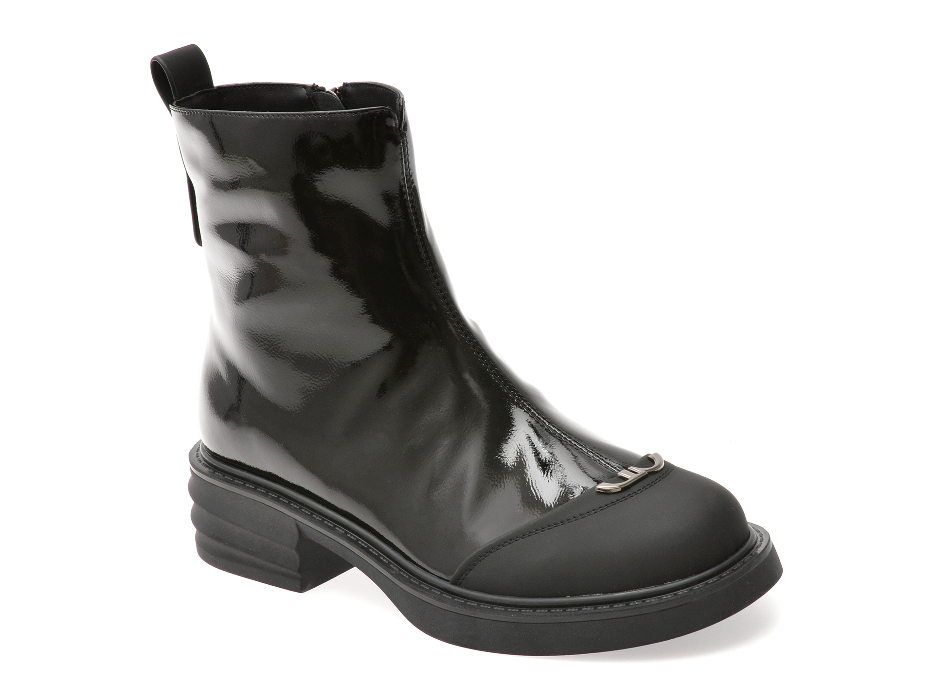 Ghete Gryxx Negre Piele Lacuita - Eleganță