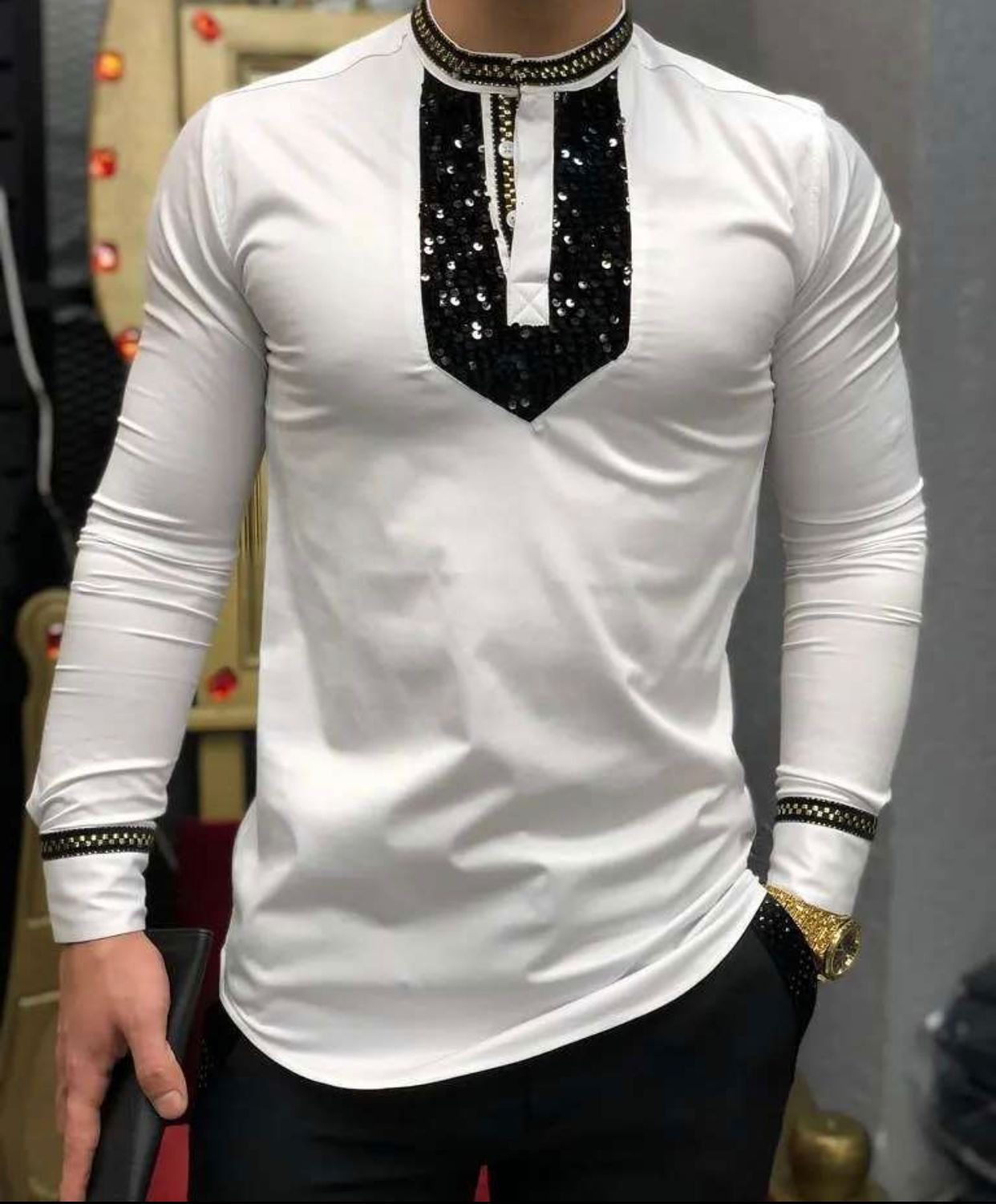 Cămașă Bărbați Alba Slim Fit Evenimente
