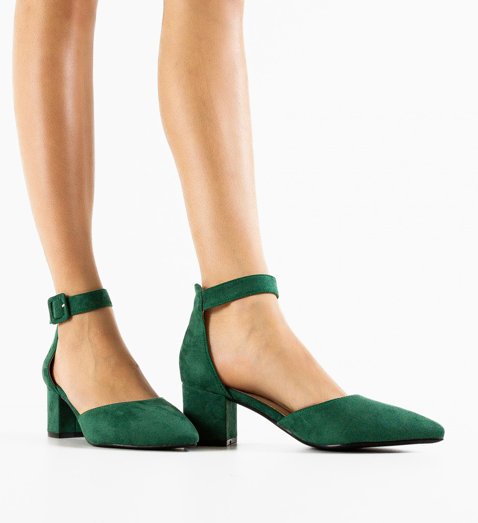 Pantofi Dama Anerose Verzi cu Toc Eleganți - imagine 2