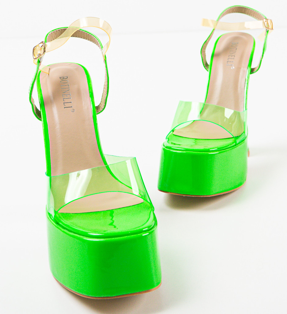 Sandale Parrish Verzi cu Toc Elegant - imagine 6