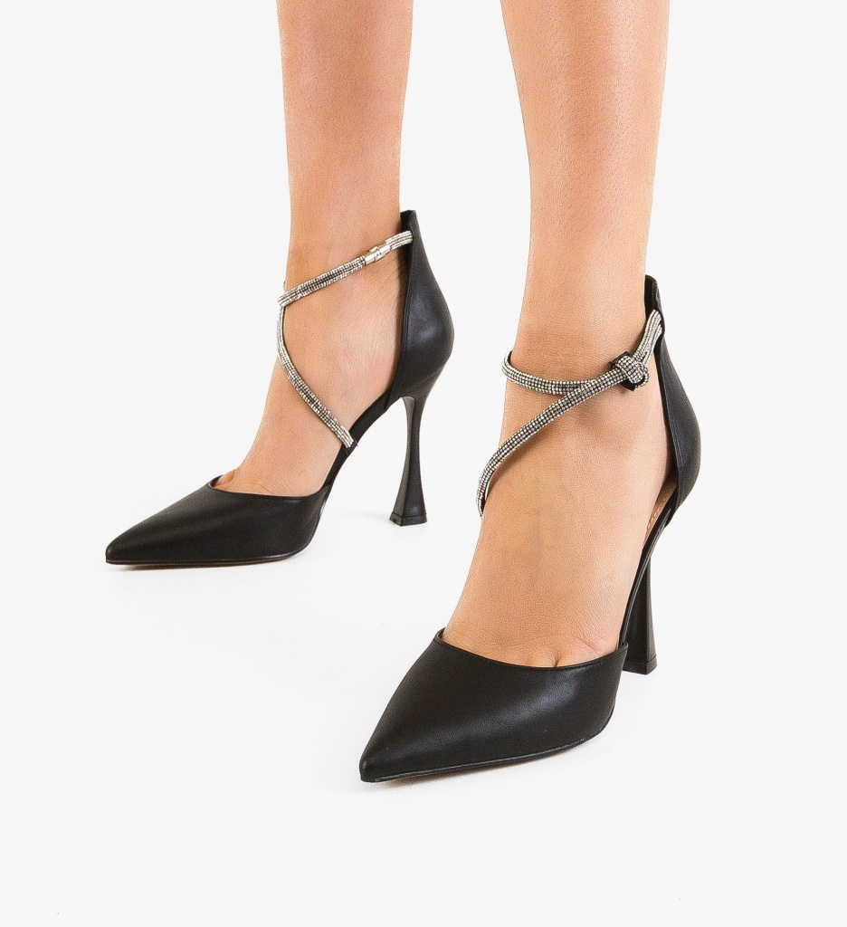 Pantofi Fatima Negri Eleganți cu Toc - imagine 3