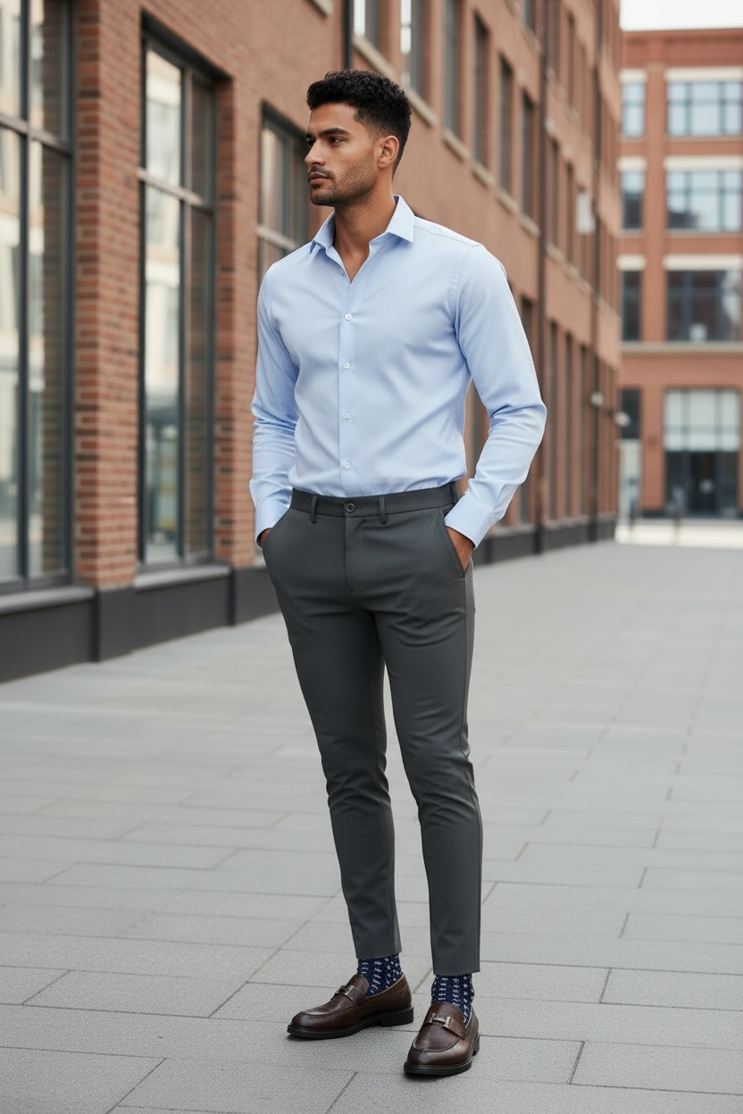 Pantaloni barbati eleganti maro S138 B14-2.1