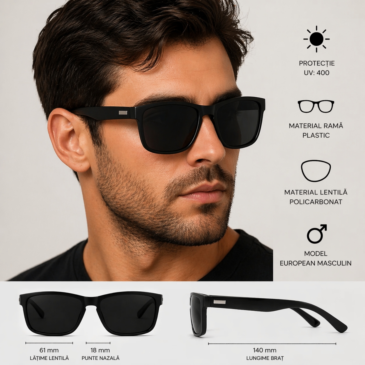 Ochelari Soare Picadili SG028 UV400 Negru - imagine 5