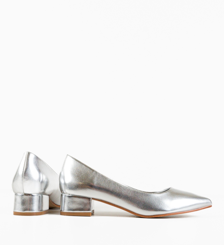 Pantofi Dama Eleganți Argintii cu Toc - Stil Refined - imagine 5
