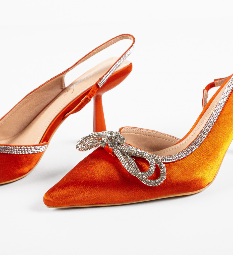 Maish Pantofi cu Toc Portocalii Eleganți - imagine 5