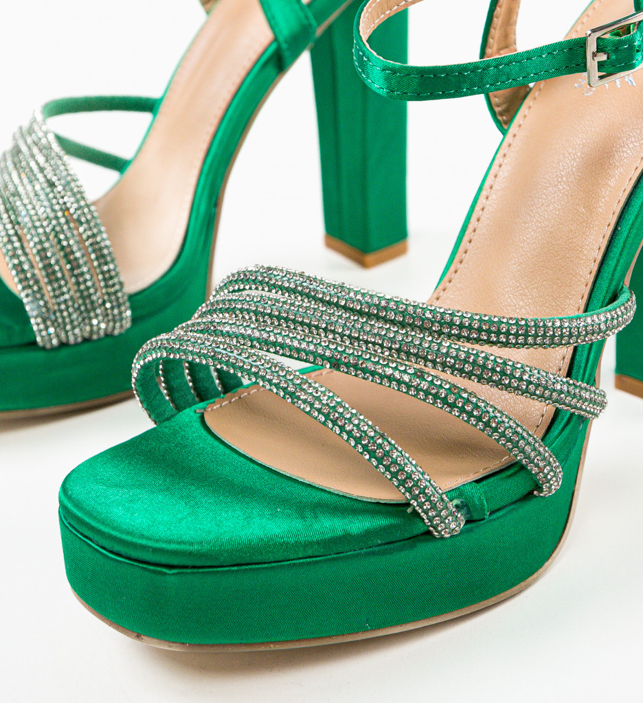Sandale Lisbeth Verzi cu Toc Elegante - Stil Refinat - imagine 6