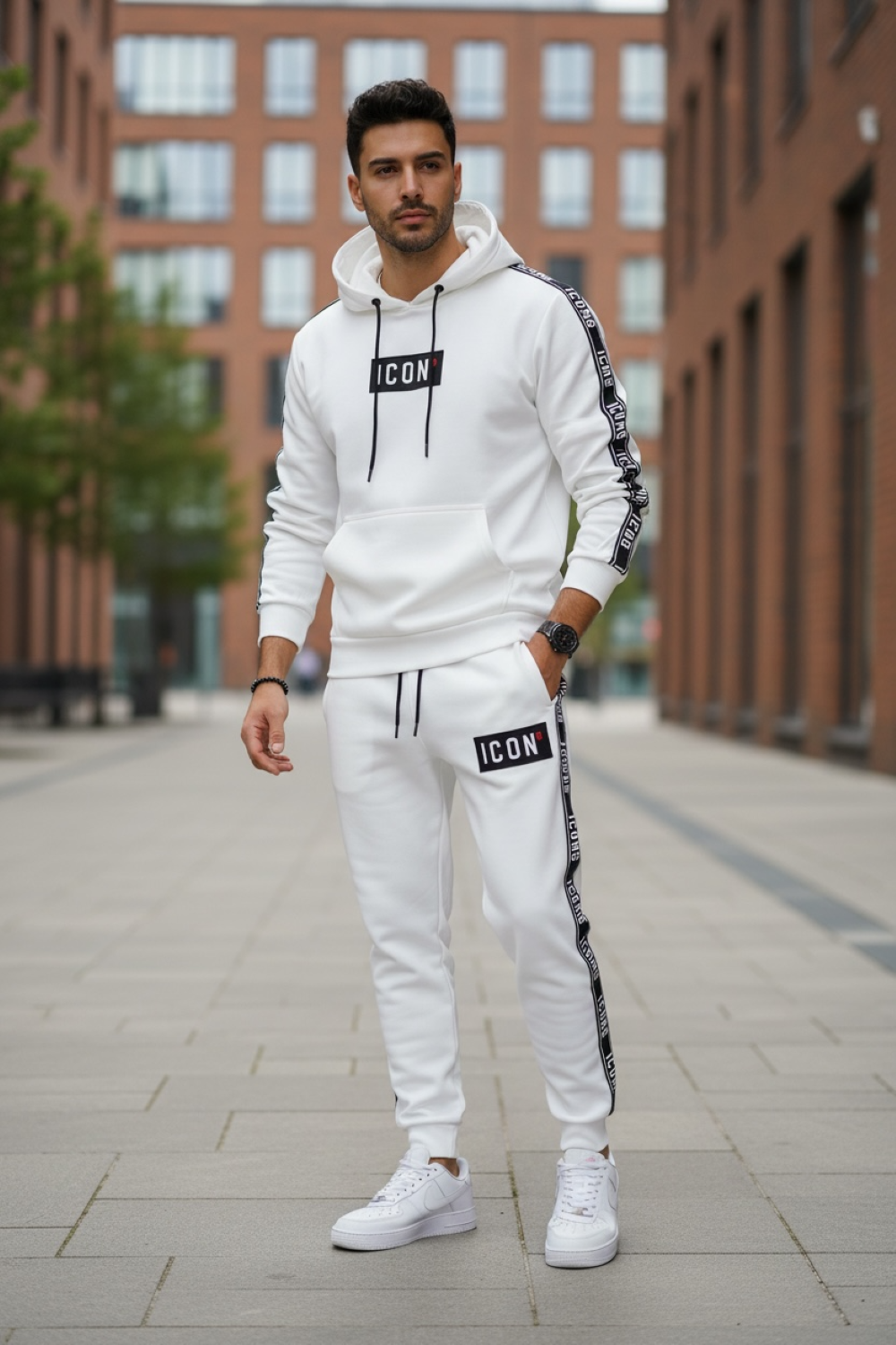 Trening Barbati Slim Fit Alb Premium