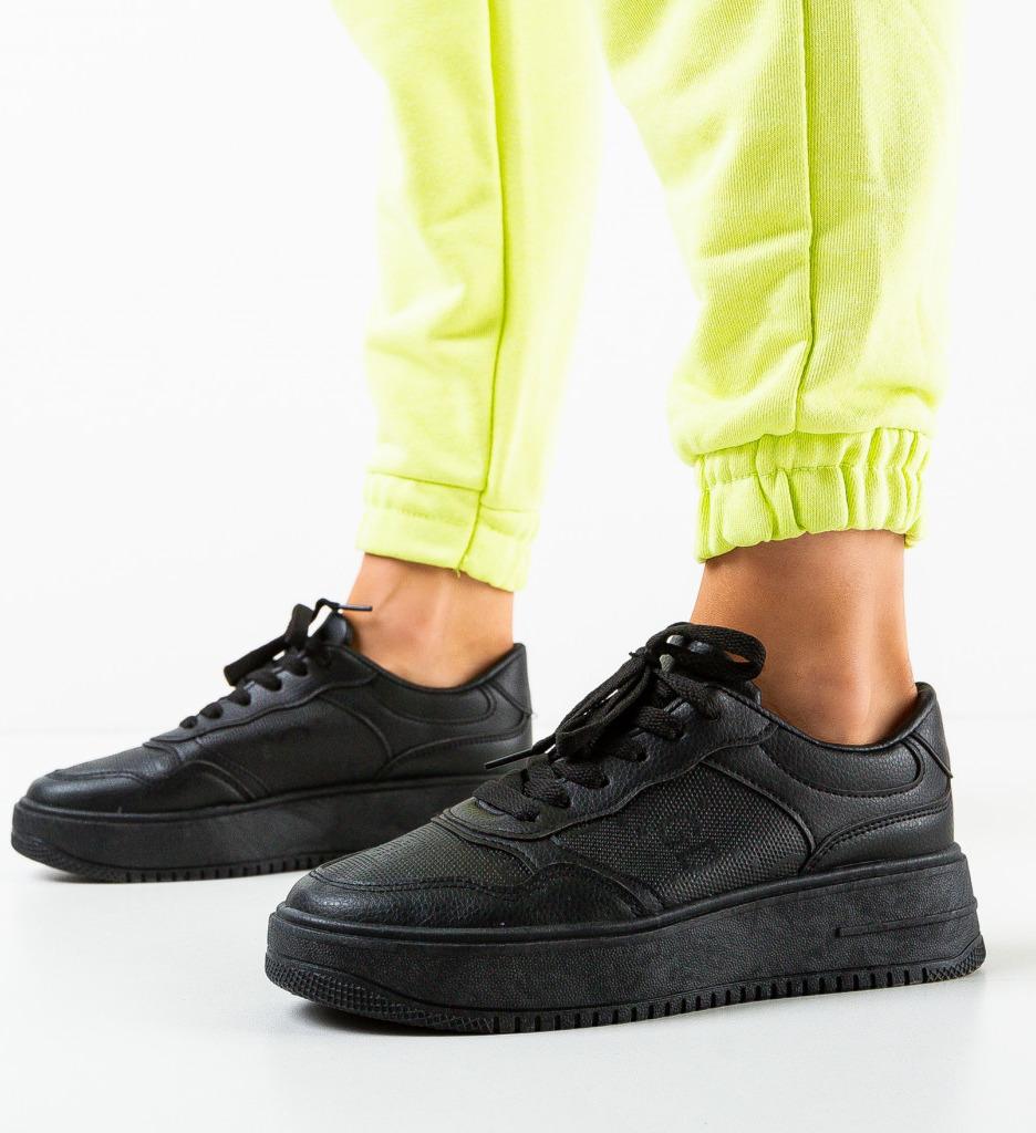 Sneakers Dama Goden Negri - Confort și Stil Urban - imagine 3