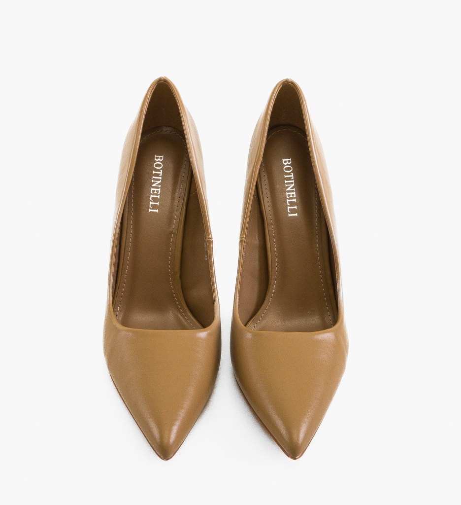 Pantofi Lewer Bej Eleganți cu Toc - imagine 3