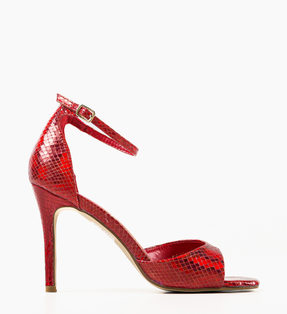 Sandale Rosii cu Toc Elegante Lekaz - imagine 5