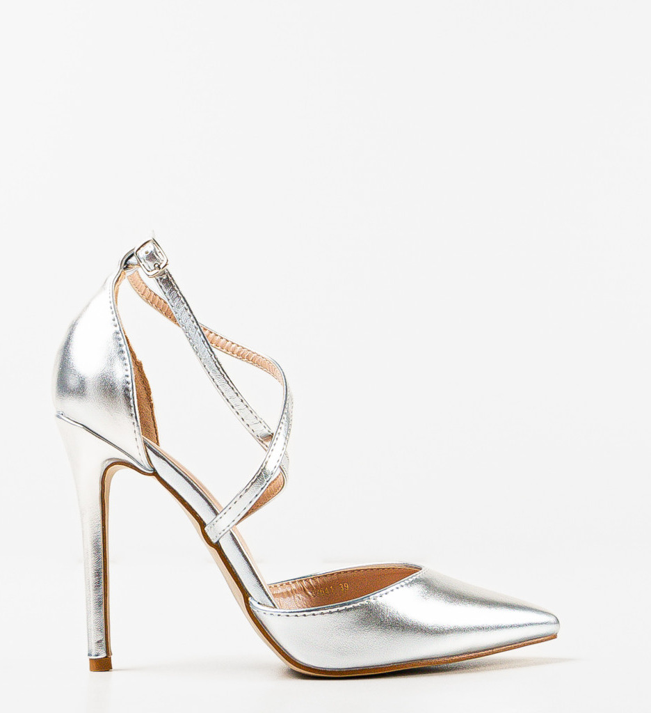 Pantofi cu Toc Arpat Argintii - Eleganță și Stil - imagine 6