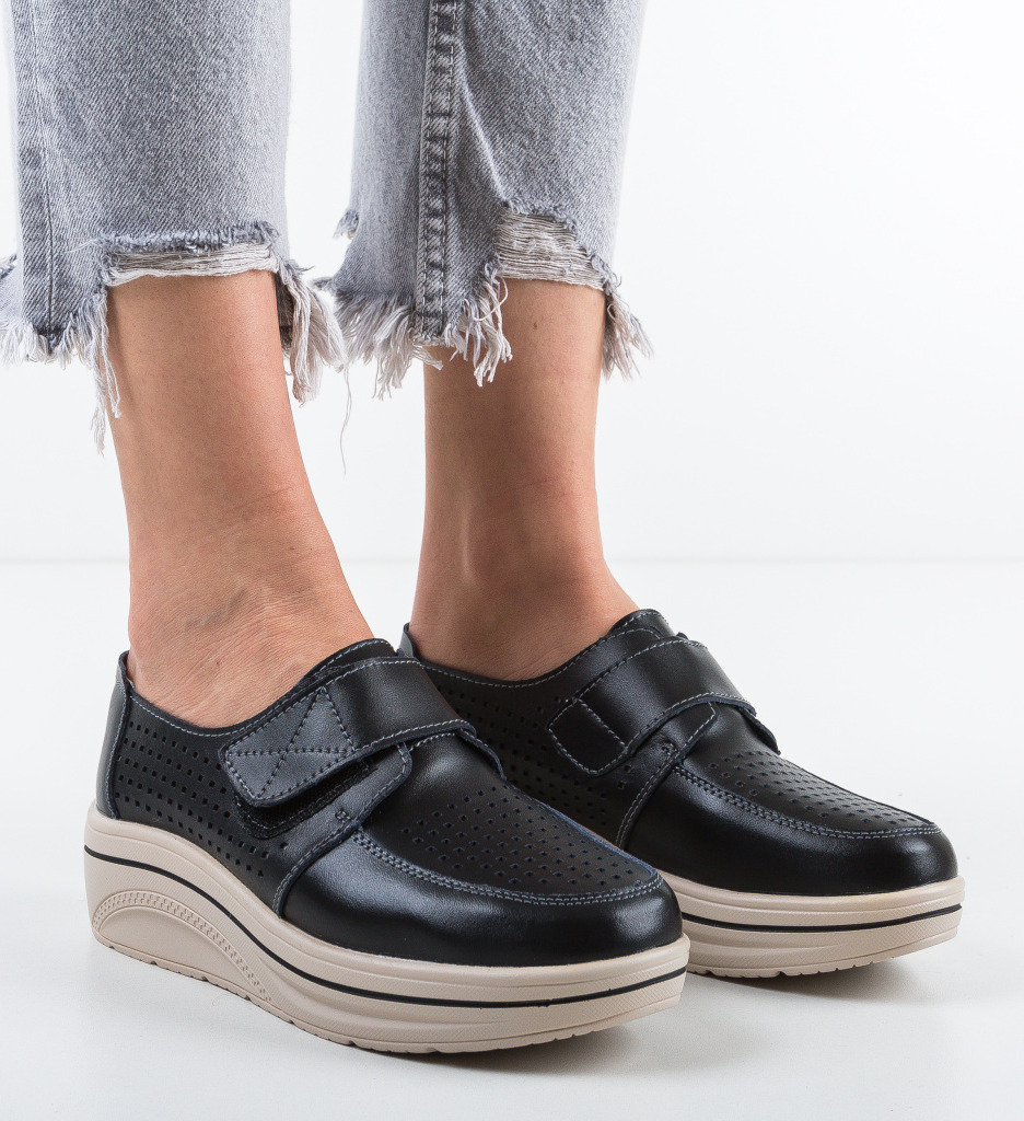 Pantofi Casual Rezolito Negri Confort - imagine 5