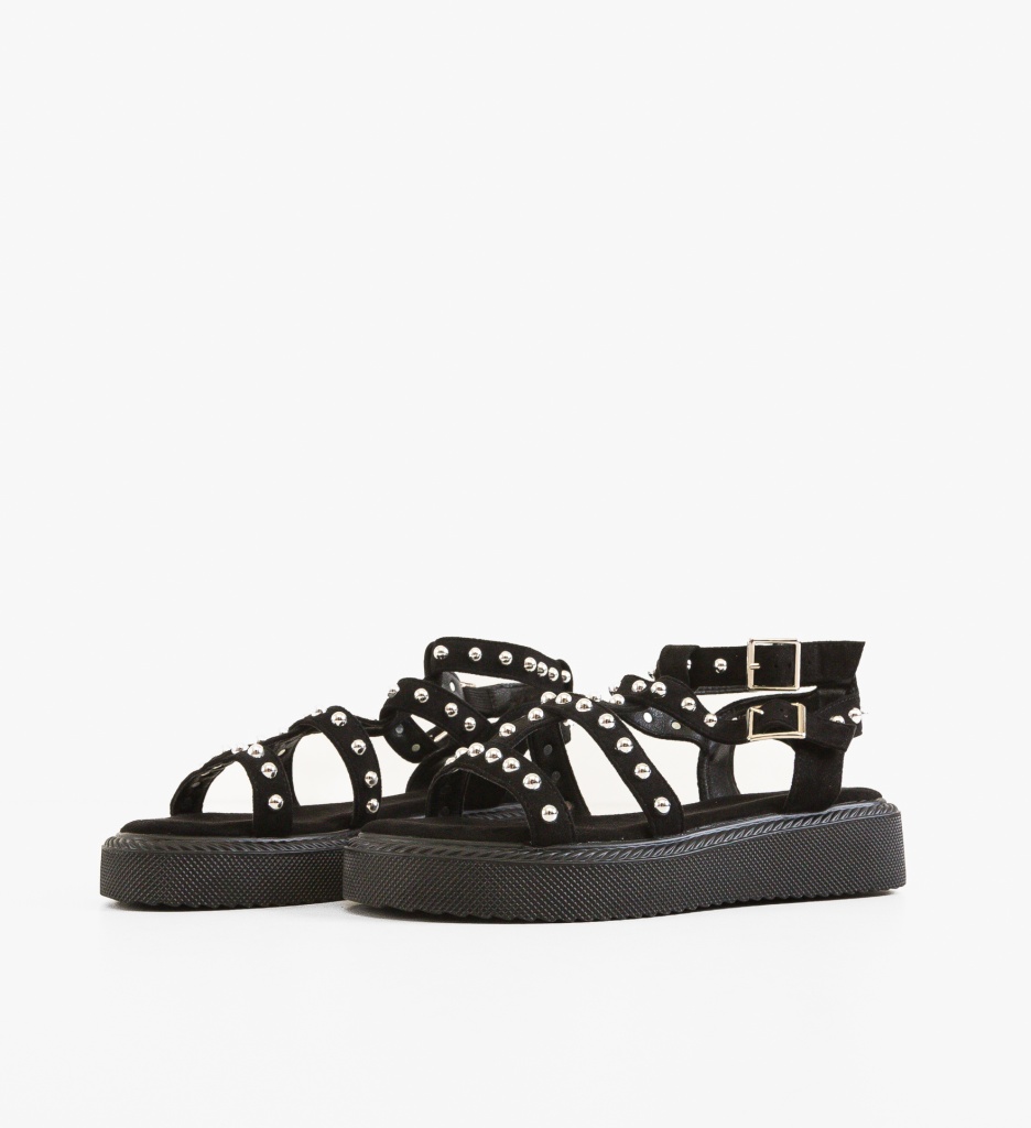 Sandale Dama Bergamo Negre Elegante - imagine 4